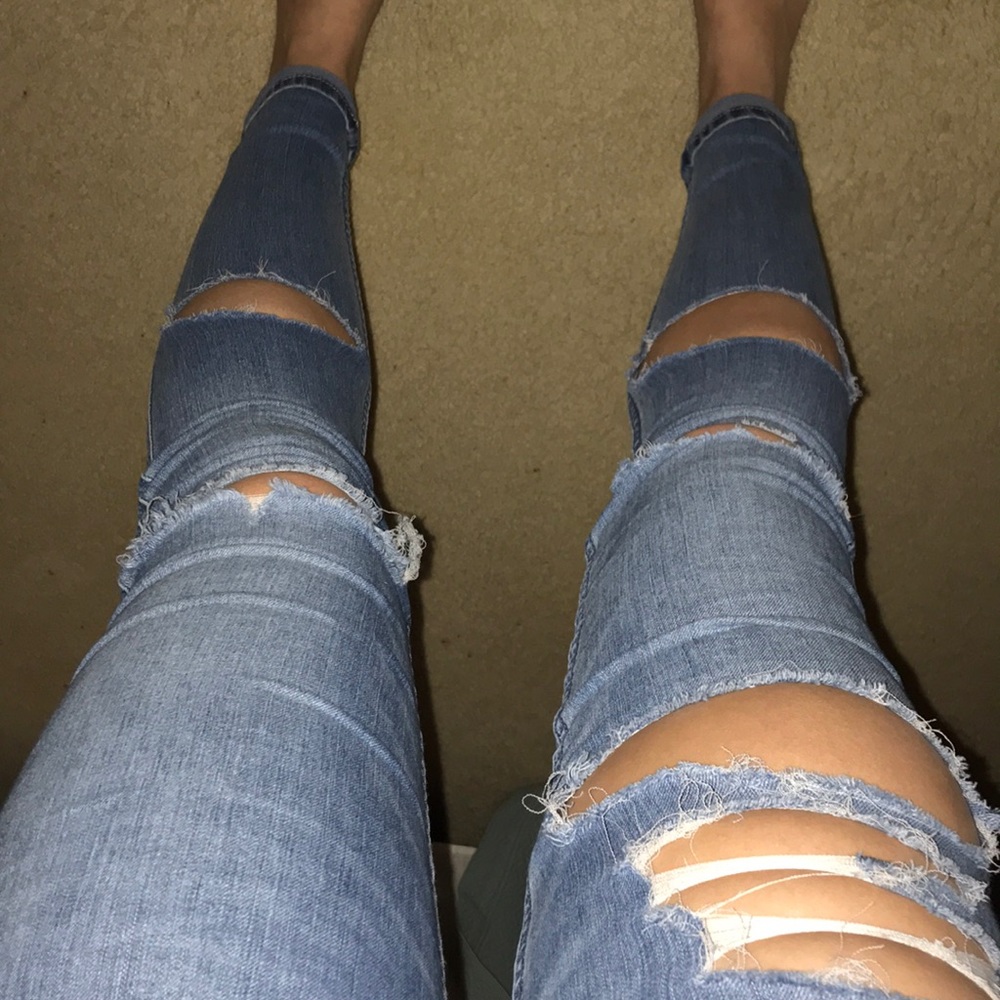 hollister super skinny blue jeans